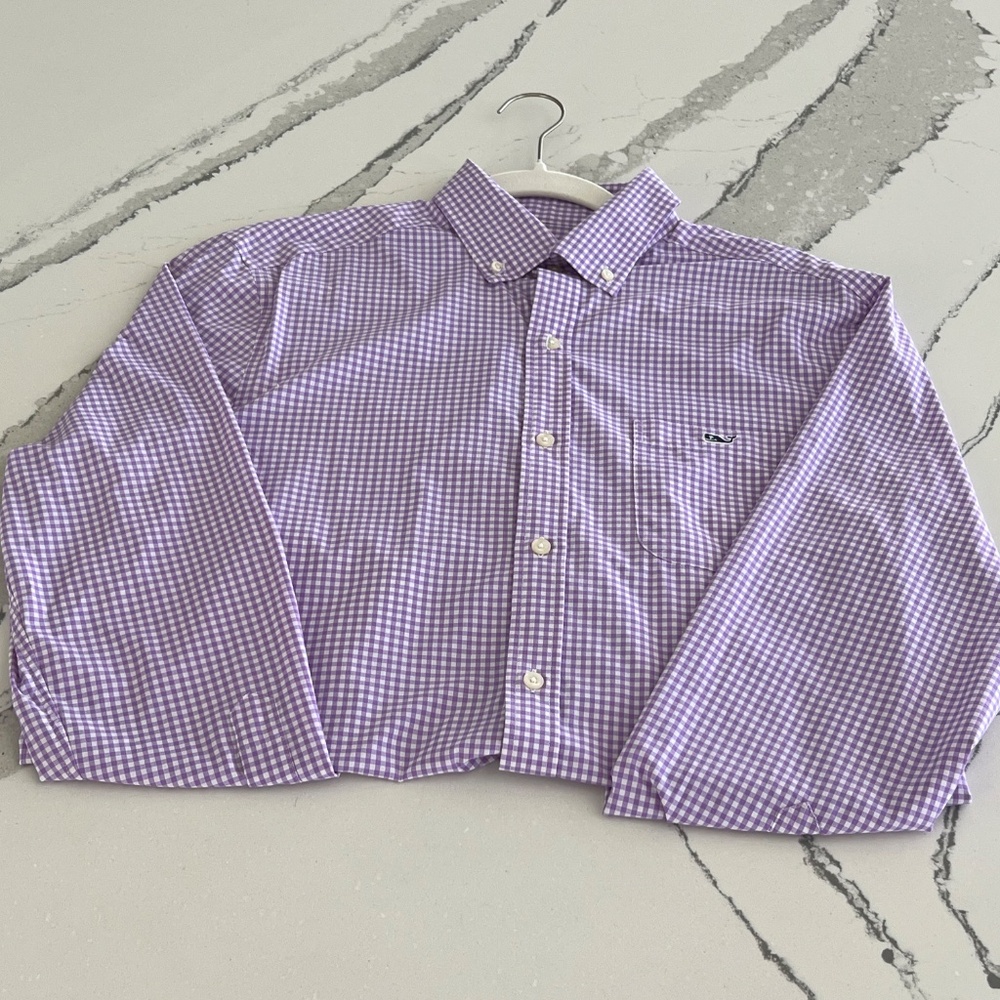 Men’s Vineyard Vines Wht/Lilac  Performance Button Down- Size SM - Picture 8 of 15